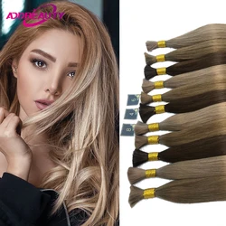 Straight Bulk Human Hair for Women 100g 75cm European Remy Human Hair Extensions for Braiding No Weft Natural Hair Bulk Blonde