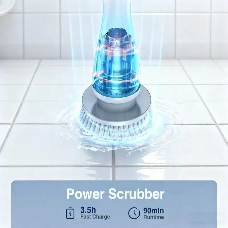 Épurateur électrique à rotation, épurateur de douche sans fil avec étanche IPX7, brosse de nettoyage électrique, 2 vitesses réglables