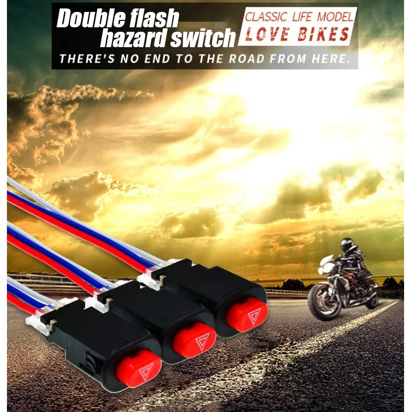 

Motorcycle Double Flash Switch Hazard Light Switch Button Scooter Electric Vehicle Flash Warning Modified Emergency Signal Lamp