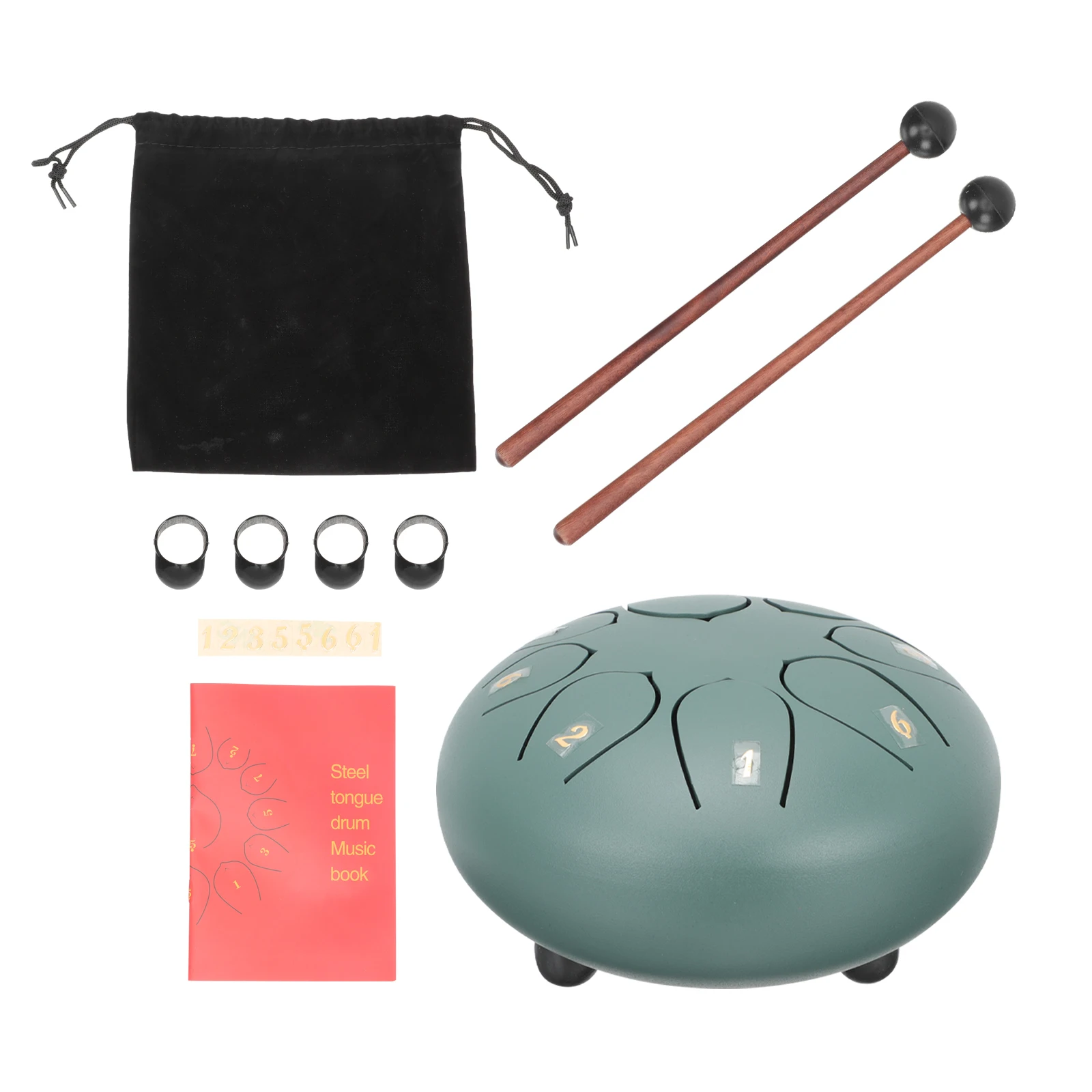 

1 set 6 Inch Ethereal Drum Steel Tongue Hand Drum for Kids Adults Green Color Percussion Instrument Musical Toys
