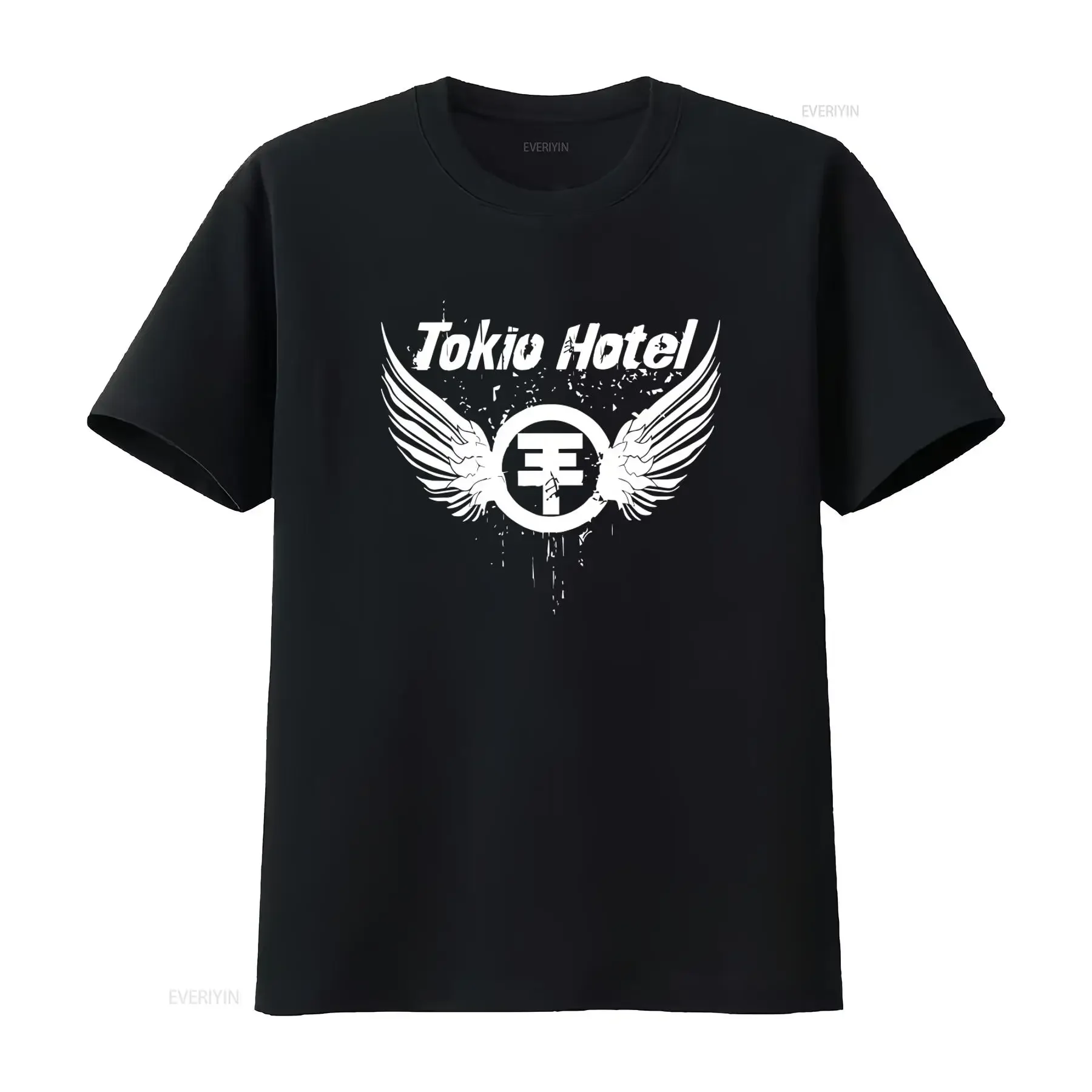 Camiseta Retro de Tokio Hotel con Diseño de Alas y Símbolo de Tom Kaulitz, Estilo Vintage Lavado, para Uso Diario
