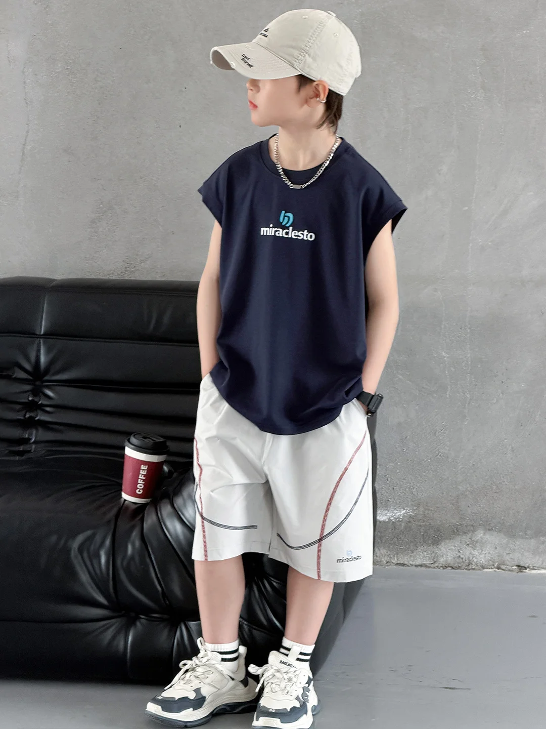 boys'-summer-sporty-sleeveless-two-piece-set-thin-cotton-quick-dry-breathable-comfortable-kids'-outfit-for-ages-5-14