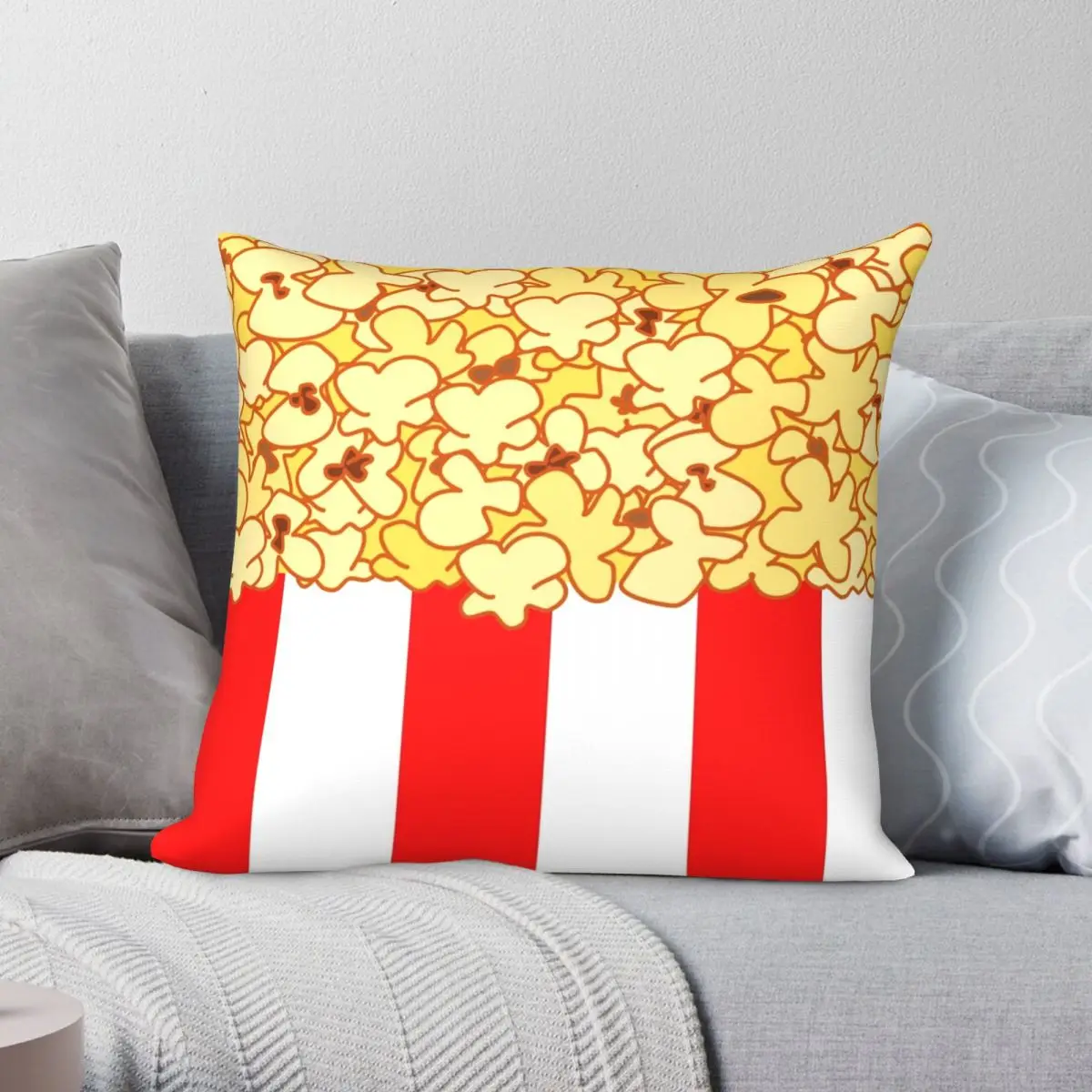 Popcorn Square Pillowcase Polyester Linen Velvet Creative Zip Decor Throw Pillow Case Home Cushion Cover