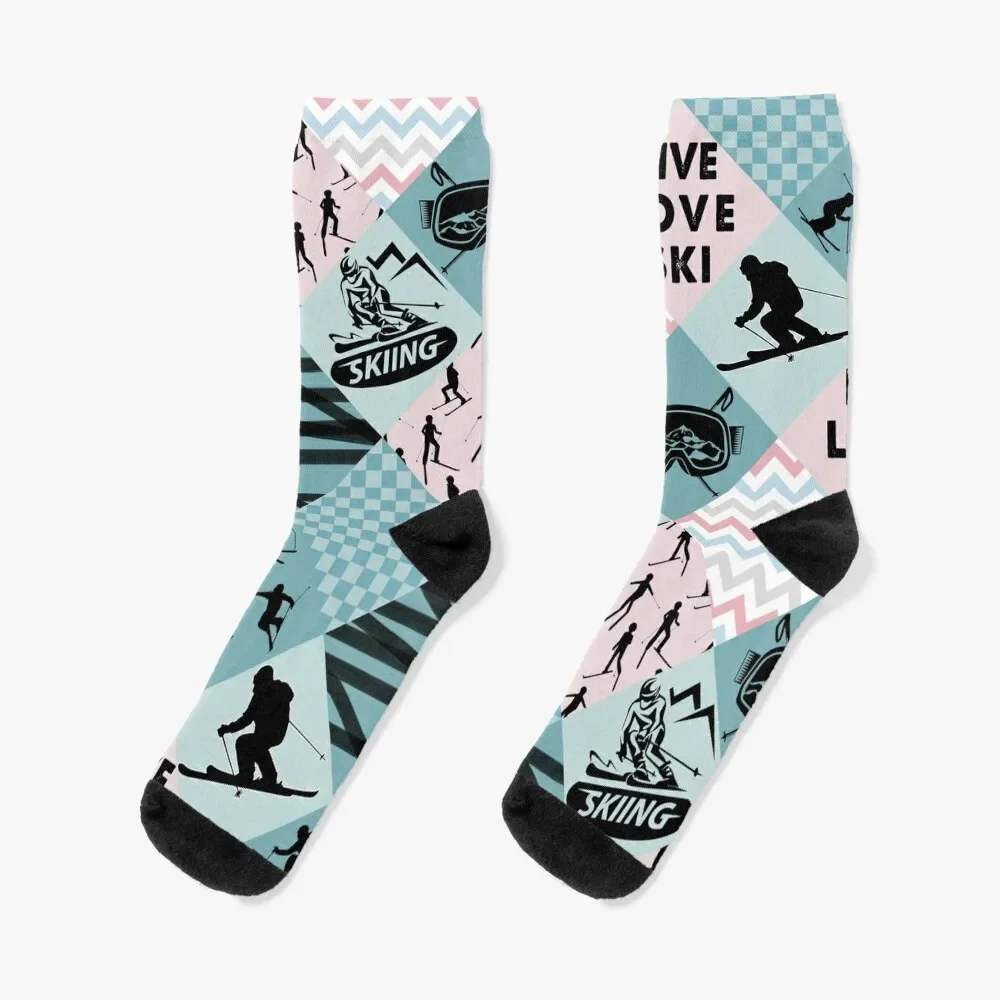 Ski-Muster Kreuz x Socken Geschenk Rugby benutzer definierte Socken Mann Frauen