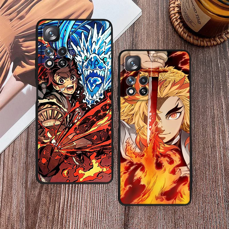 Demon Slayer Tanjirou For Xiaomi Redmi Note 12 12S Turbo 11 11T 11S 10 10S 9 8 8T 7 Pro Plus 5G Black Phone Case Cover