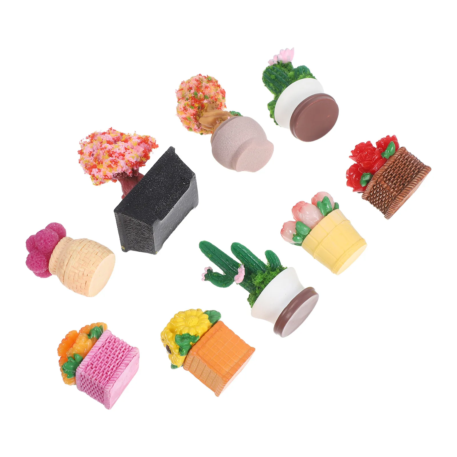 

9 Pcs Micro Landscape Decoration Mini Cactus Bonsai Ornaments house Greenery Artificial Miniature Plants Resin