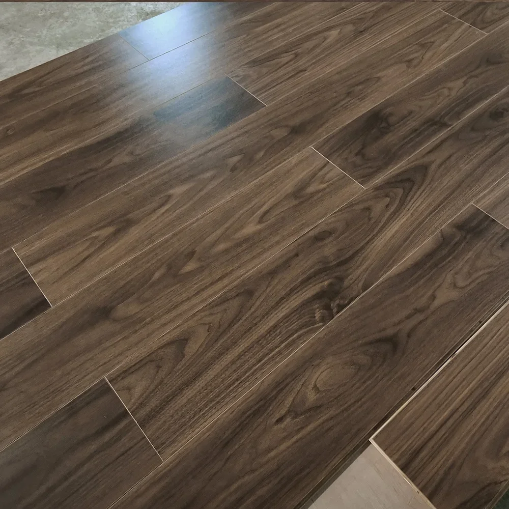 2024 New Design scratch resistant natural black walnut engineered wood flooring