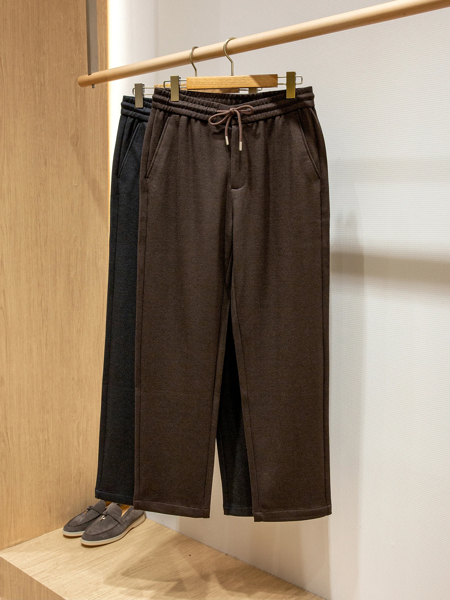 

LP cotton wool blend elastic waist straight slacks