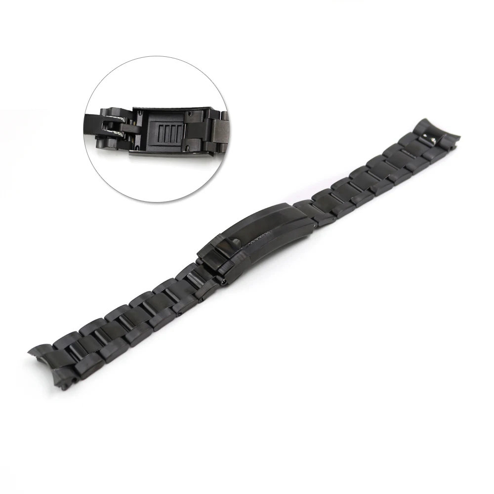 CARLYWET 20mm Solid Curved End Screw Links Glide Lock Clasp Steel Watch Band Bracelet For Rolex OYSTER Style SUBMARINER