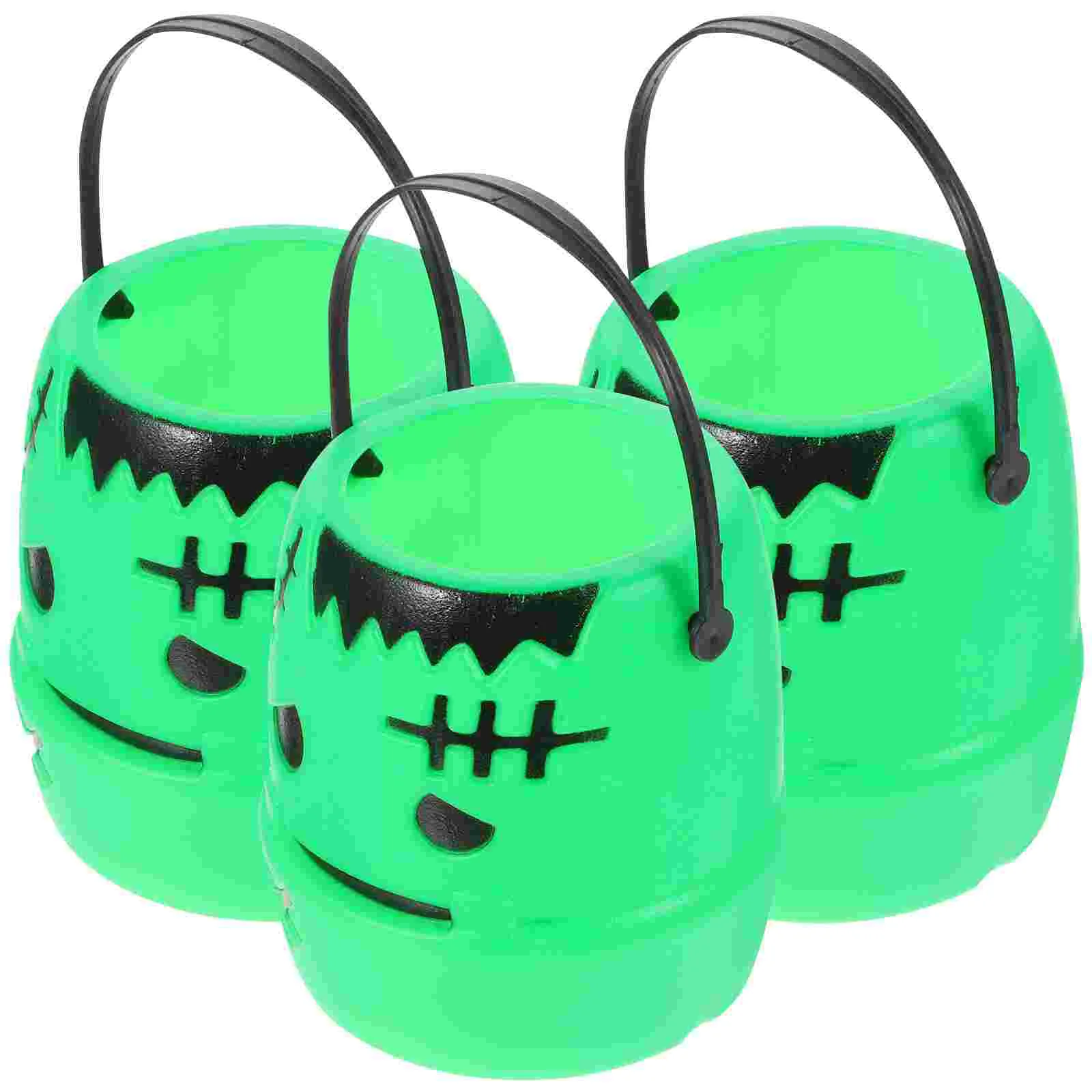 

3 Pcs Halloween Bucket Pumpkin Candy Holder Supplies Bulk Sweets Bunting Lantern Creative Plastic Container Child Outdoor