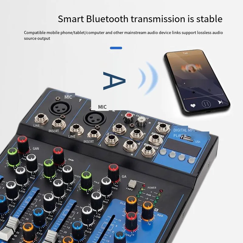 Imagem -02 - Canais Mesa de Som Bluetooth Receptor Áudio Mixing Console Karaoke Mixer dj Equipamento Cartão Alto-falante Profissional 4