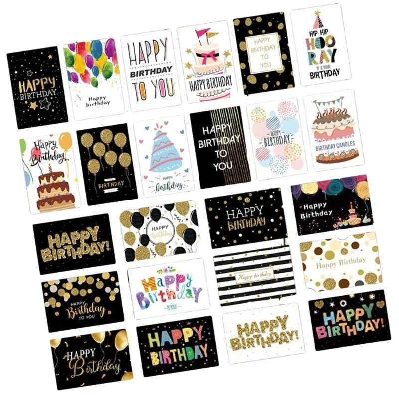 Cartão aniversário 24 PCs com Cartões aniversário bolo bolo do envelope Cartões aniversário Cartões para