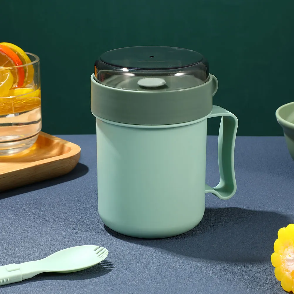 

2pcs Soup Cups Cereal Breakfast Portable Container Travel Japanese Style H Microwave Safe Lid Sealed Storage
