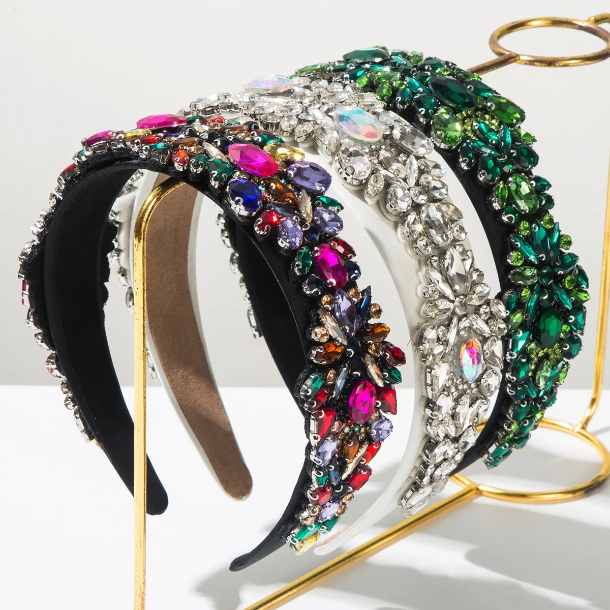 

European and American new retro color heavy industry inlaid with diamonds super flash headband high-end luxury hair accessories