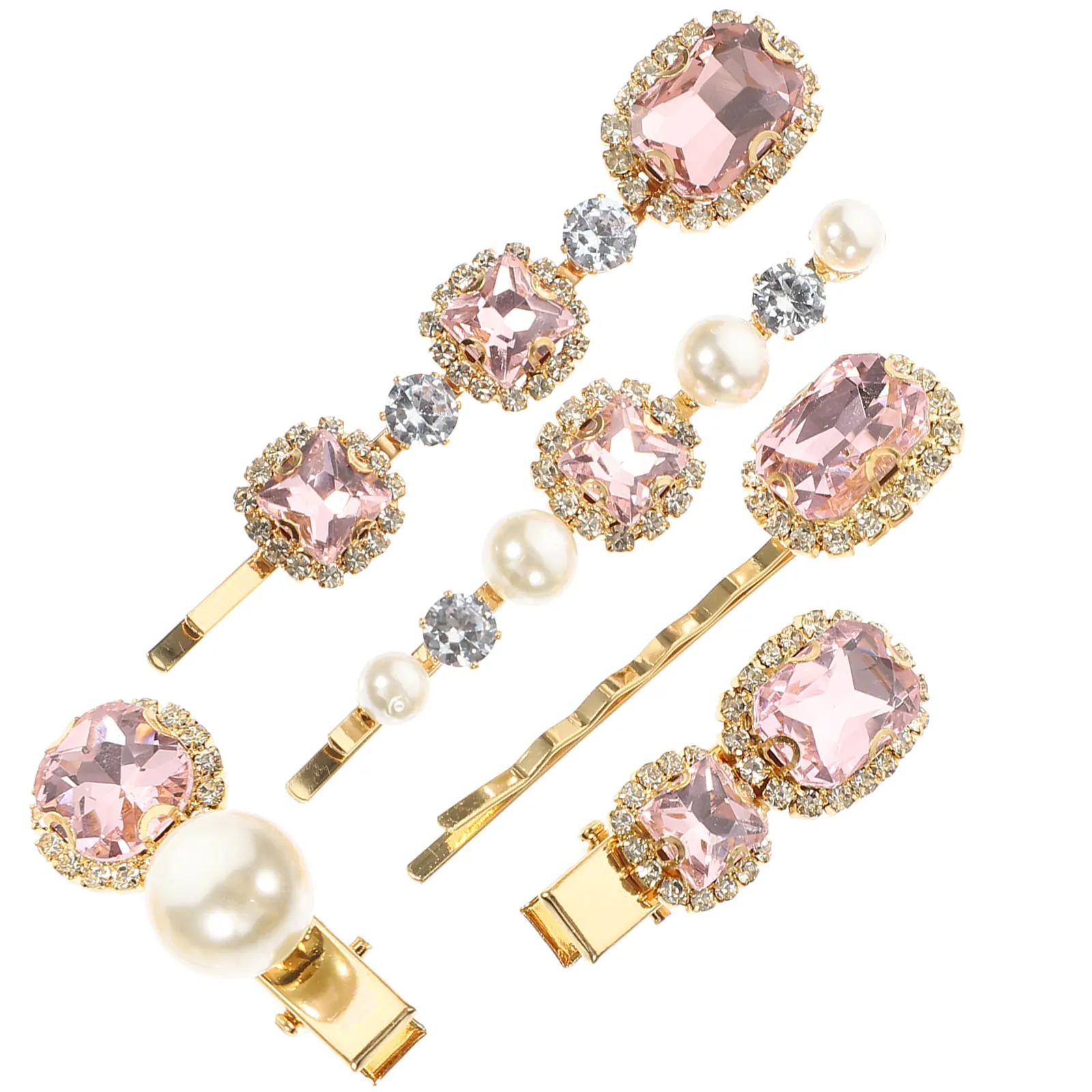 

Rhinestone Hair Clips Women Headdress Small Bobby Pins Pink Metal Accessories Durable Sturdy Charm Decorative Barrette Hair