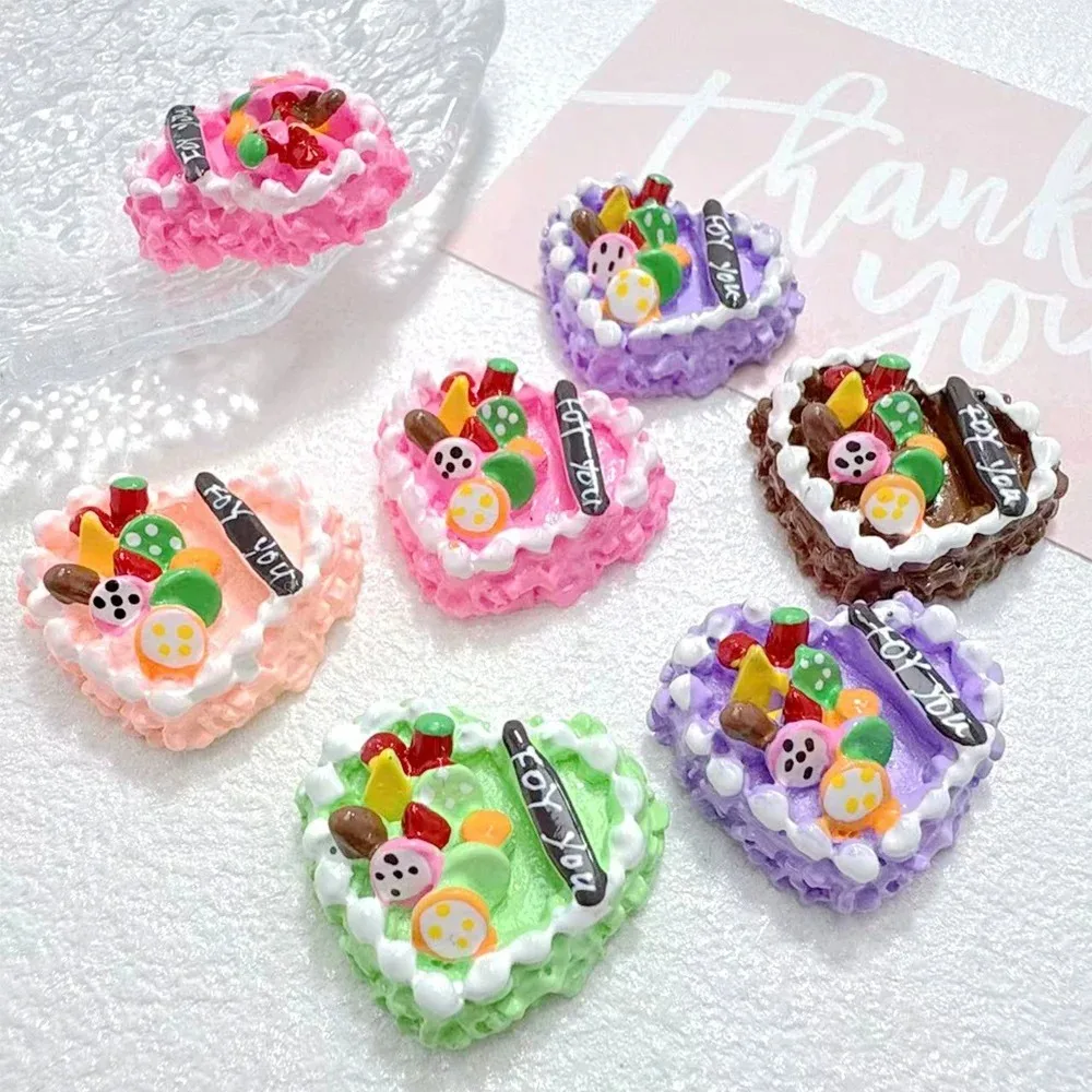 5PCS Glitter Birthday Cake Series Mini Flat‑Back Resin Cabochons DIY Supplies For Hairpin Scrapbook Home Decoration