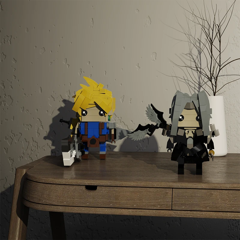 MOC Game the Fantasied Brickheadzs Cloud Sephiroth Building Blocks Set Birds Chocobos Bricks Model Cactus Monster Kids Toys