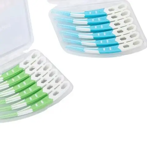 12 Pz/scatola Spazzole Interdentali In Silicone Stuzzicadenti Spazzole Tra I Denti Stuzzicadenti In Silicone Con Filo Strumenti di Pulizia Orale