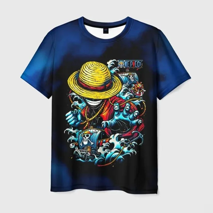 2526 New Bandai Anime One Piece Luffy Summer Jersey T-shirt Oversized 3D Adult and Children's Multifunctional Top Christmas
