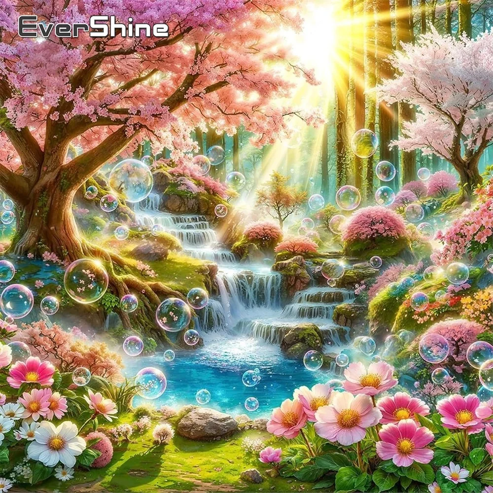Evershine Neue Ankunft Diamant Mosaik Baum Landschaft DIY Sonnenuntergang Malerei Acryl Handwerk Liefert Blume Stickerei Fluss Wand Kunst