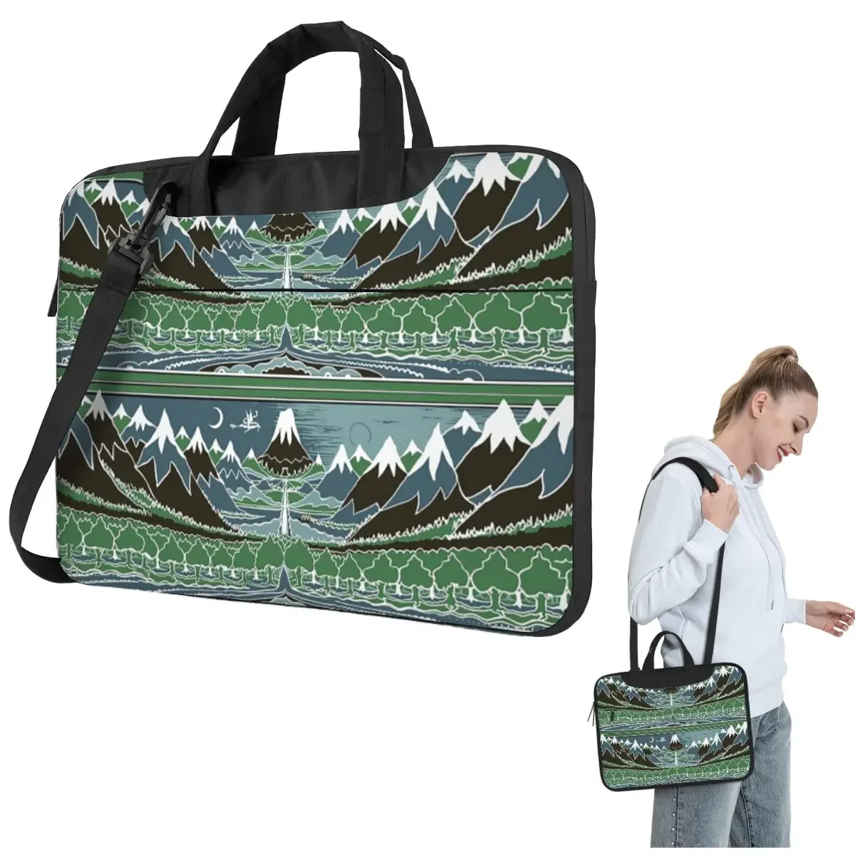 Forest Mountain Path In The Style Of J.R.R.Tolkien Crossbody Laptop Bag Case Computer Bag 13 14 15.6 Inch Notebook Pouch