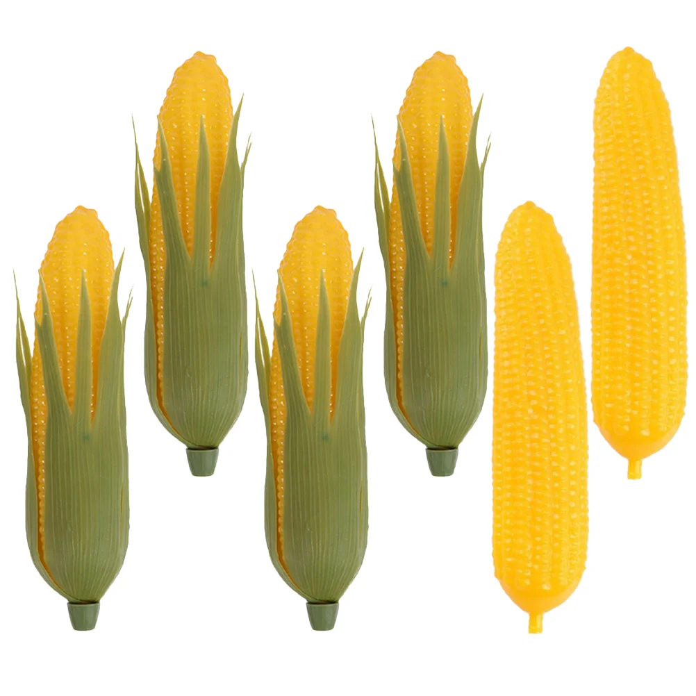 6 Pcs Simulation Corn Fake Decor Artificial Ornament Restaurant Display Vegetables Plastic Simulated Corns Faux Model Decorate