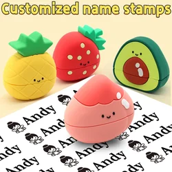 Customized children's name stamp, used for waterproof seal on clothes,Personalized fruit cartoon stamps, durable and non-fading