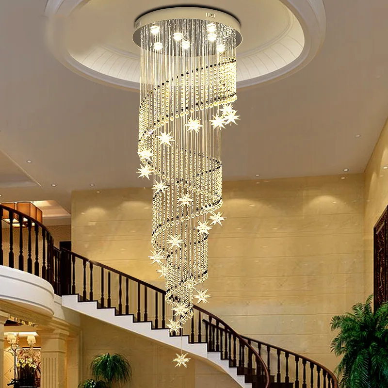 Staircase chandelier, long chandelier, modern and simple living room, creative and personalized villa duplex circular staircase