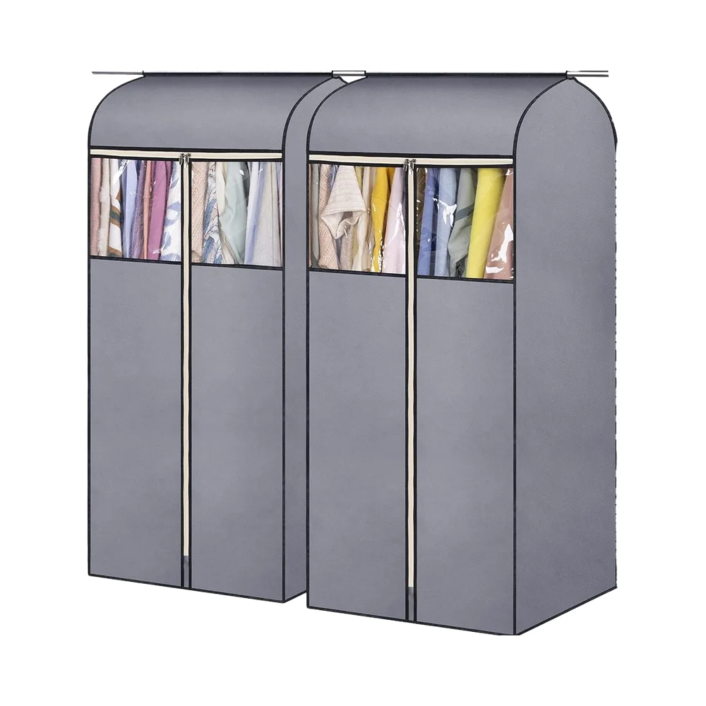 2 Packs Grey Lamb Garment Bags Clear PVC Window 54\