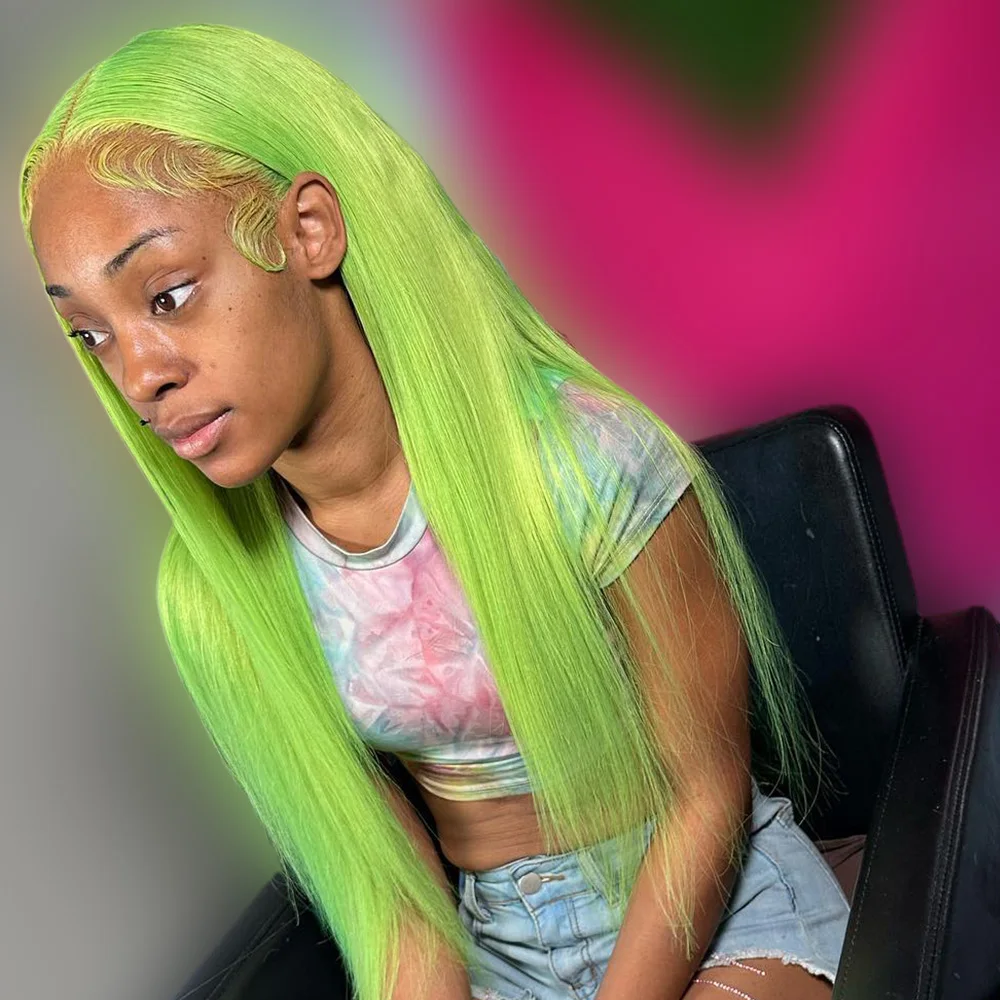 13x6 الضوء الأخضر الشفاف الدانتيل الجبهة باروكة من شعر طبيعي للنساء قبل نتف الشعر الخام البرازيلي الملونة 613 خصلات الشعر المستعار الإنسان #4