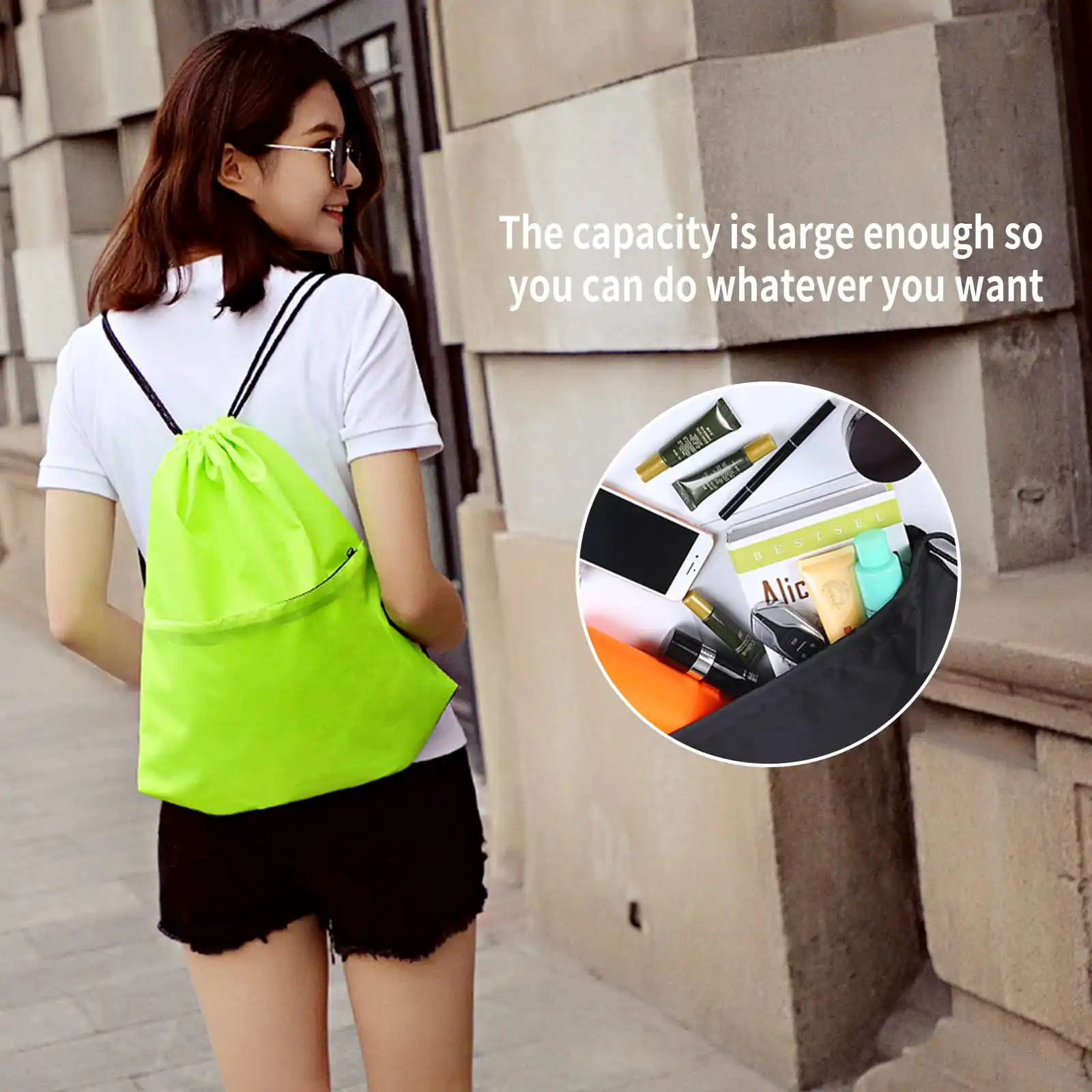 Zackpack DB8 10pcs Waterproof Drawstring Backpack Bulk Pack for Wholesale