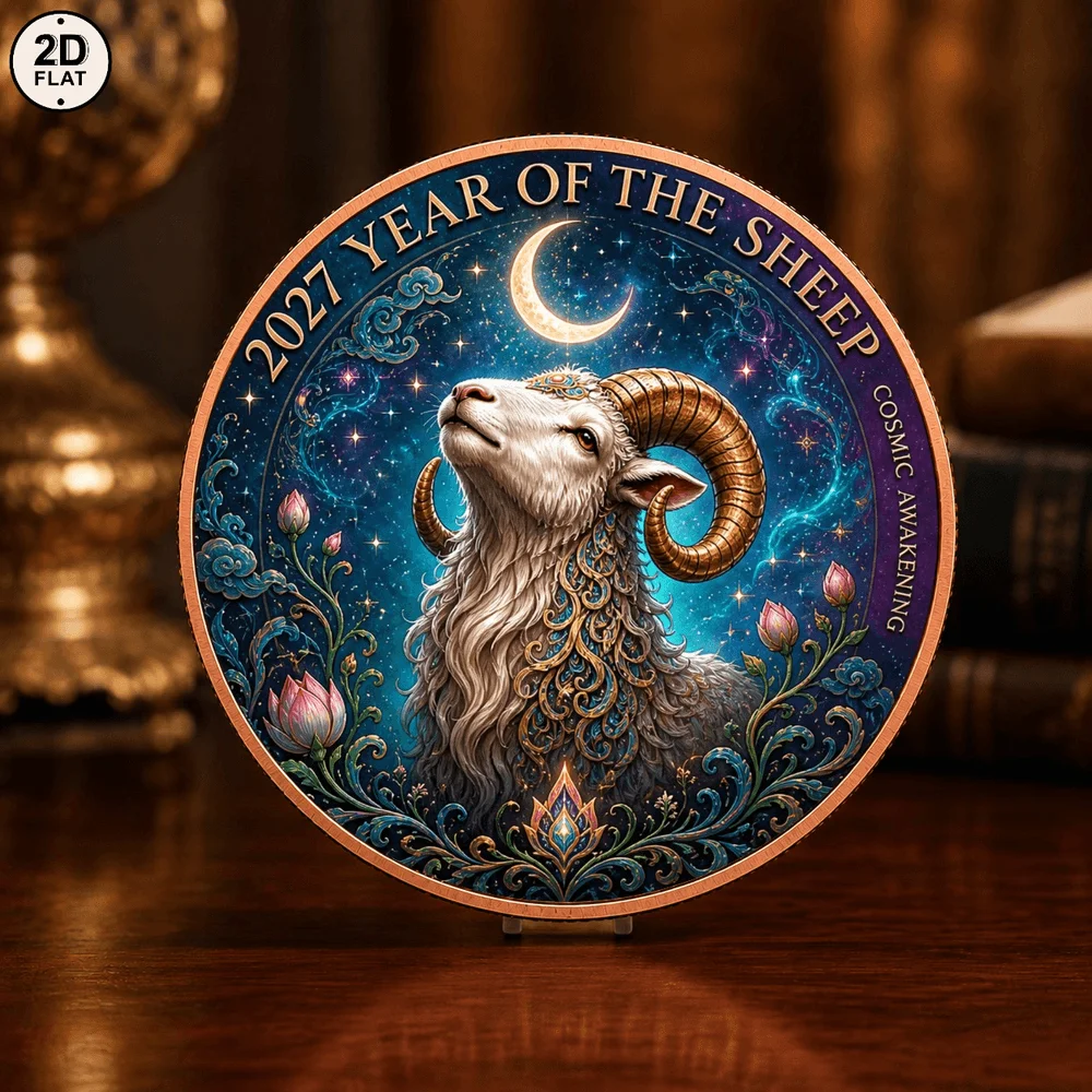 1pc Cosmic Zodiac Ram 1oz .999 Fine Copper Commemorative Coin 2027 Year of the Sheep Awakening Challenge Coin Lucky Gift