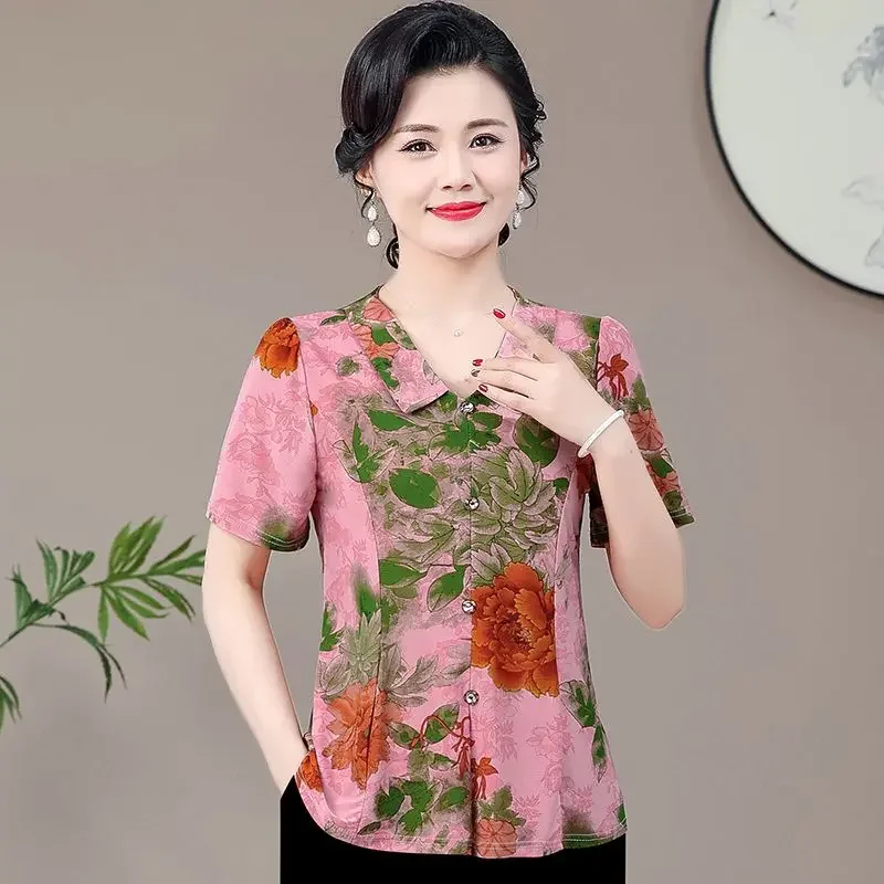 

New Lapel Short-sleeved Tops in Summer Fashion Loose Pullover XQ524