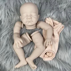 19 Inches Unpainted Reborn Vinyl Doll Kit August Sleeping Baby Molds Blank Doll Parts With Cloth Body
