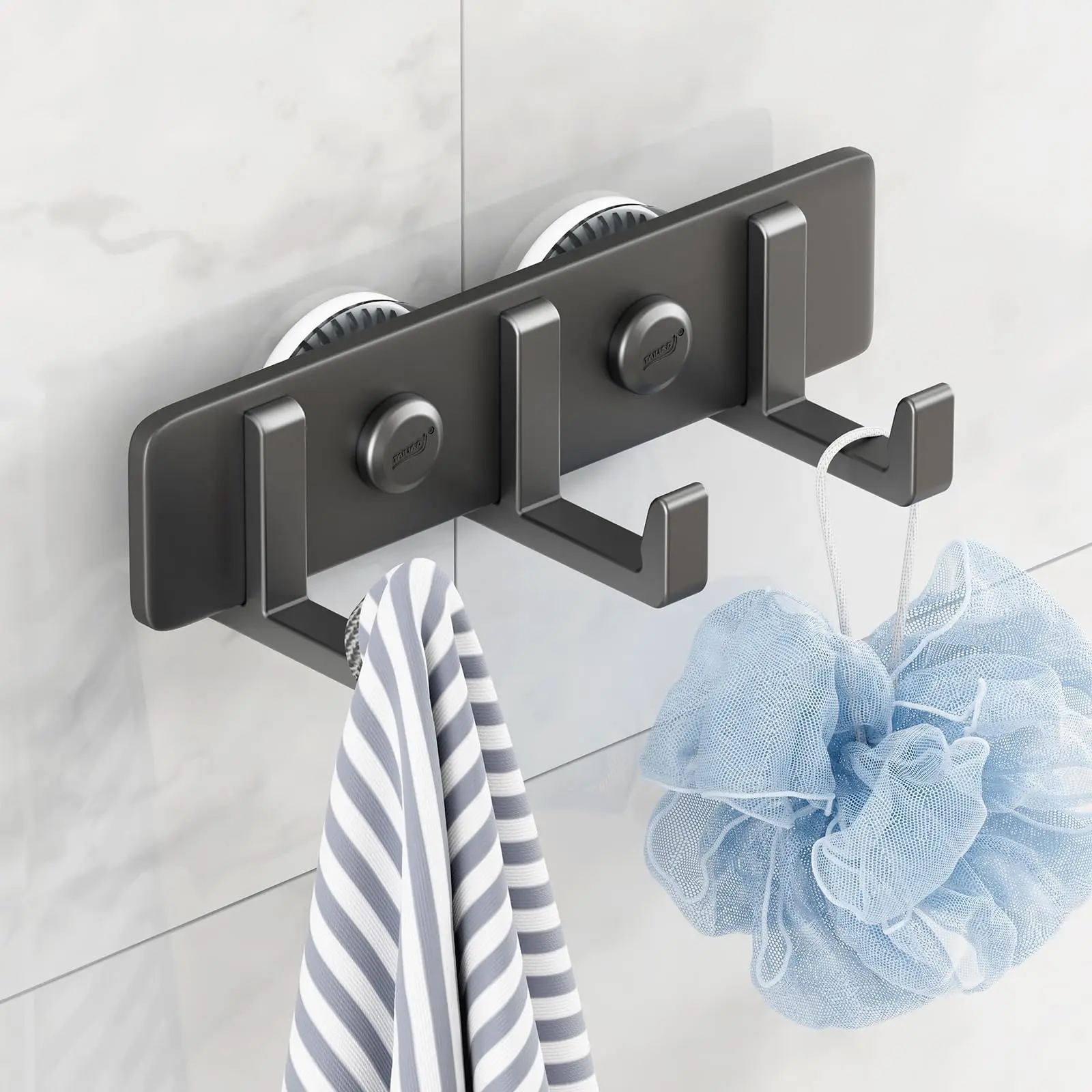 

TAILI Strong Suction Cup Hooks No Drilling Towel Bar Wall Hooks Removable Shower Towel Hanger with Stainless Metal 3 Hooks