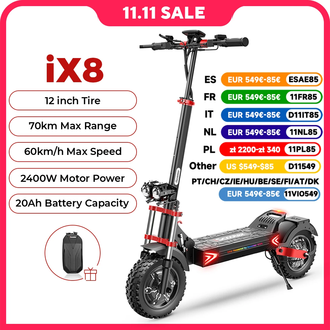 iScooter iX8 elektromos roller 12 hüvelyk 2400W