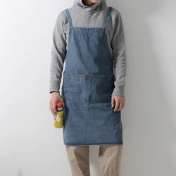 Thick Denim Apron Gardening Flower Shop Coffee Shop Anti Fouling Work Clothes Men and Women Home Cleaning Adjustable Apron