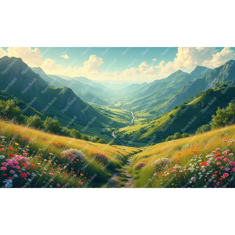 Three Ratels  Romantic natural scenery of high mountains and hills art wall sticker for home Decoration