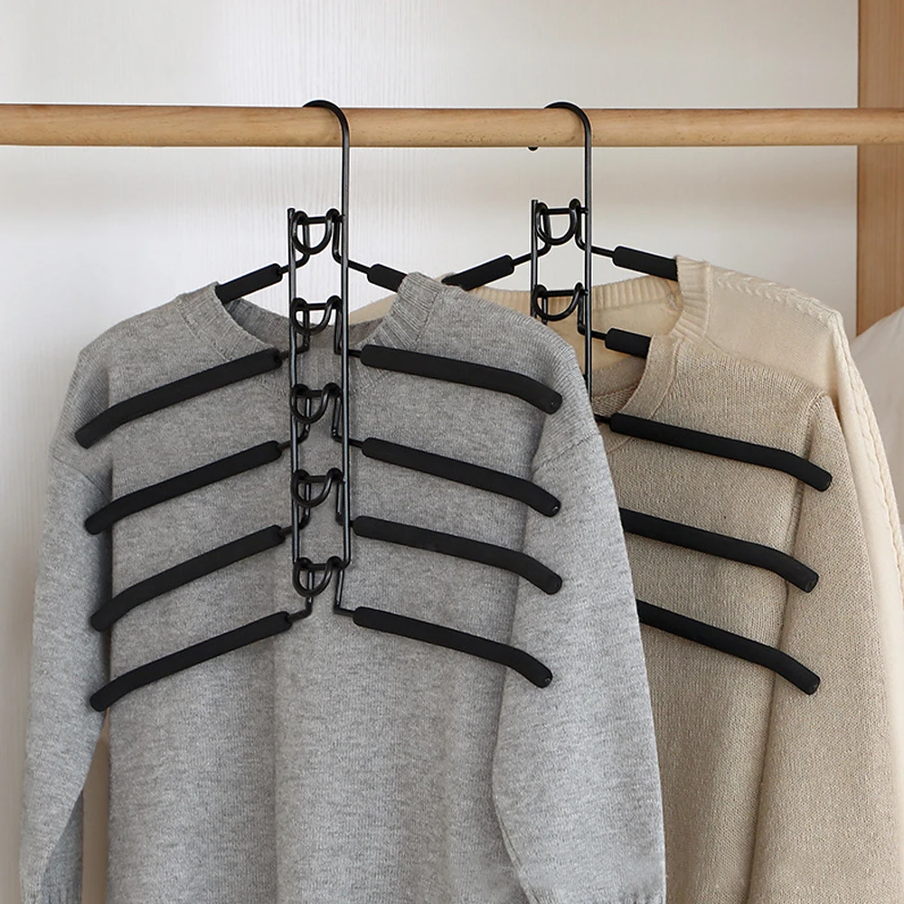 5 Layer Mounted Hanger Household One-Piece Clothes Hanger Detachable Storage Holder Indoor Space Saving Clothes Drying Rack