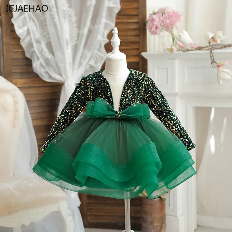 2025 Sequin Boutique Trend Children Clothing Elegant Princess Party Ball Girl Outfit High Quality Fashion tutu Dressed