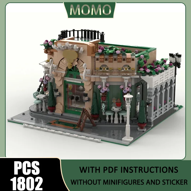 

Moc Building Blocks Paris Cafe Model Technology Bricks City Street View Model DIY Assembly Toys Construstion Holiday Set Gifts