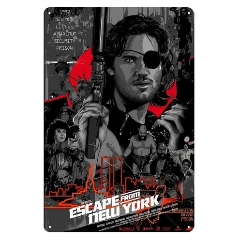 Pôster de Metal Retrô do Filme Escape from New York com Kurt Russell