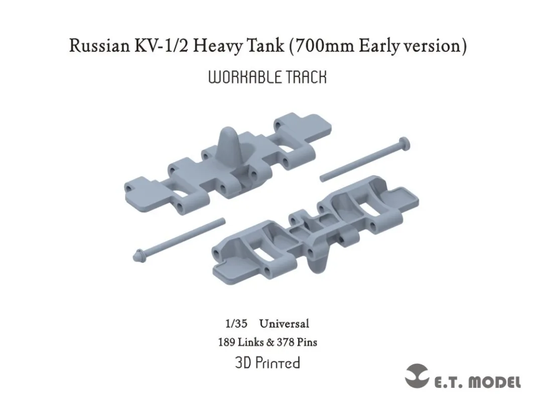 1/35 3D Printed Workable Track for KV-1/KV-2 Tank (700mm Early) - 189 Links & 378 Pins