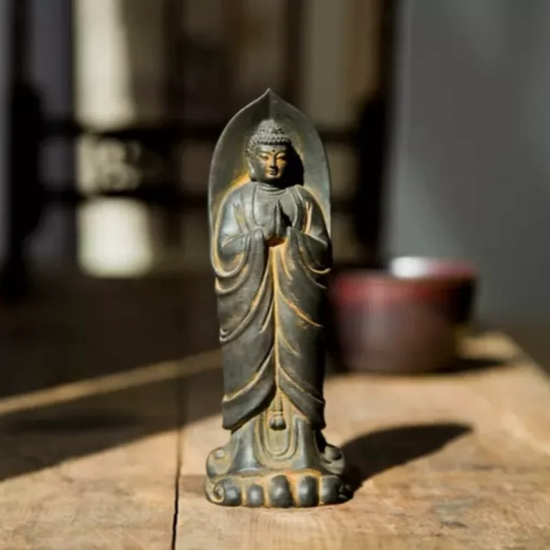 China Iron Rust Cast Praying Shakyamuni Buddha Statue Buddhism Zen Collect