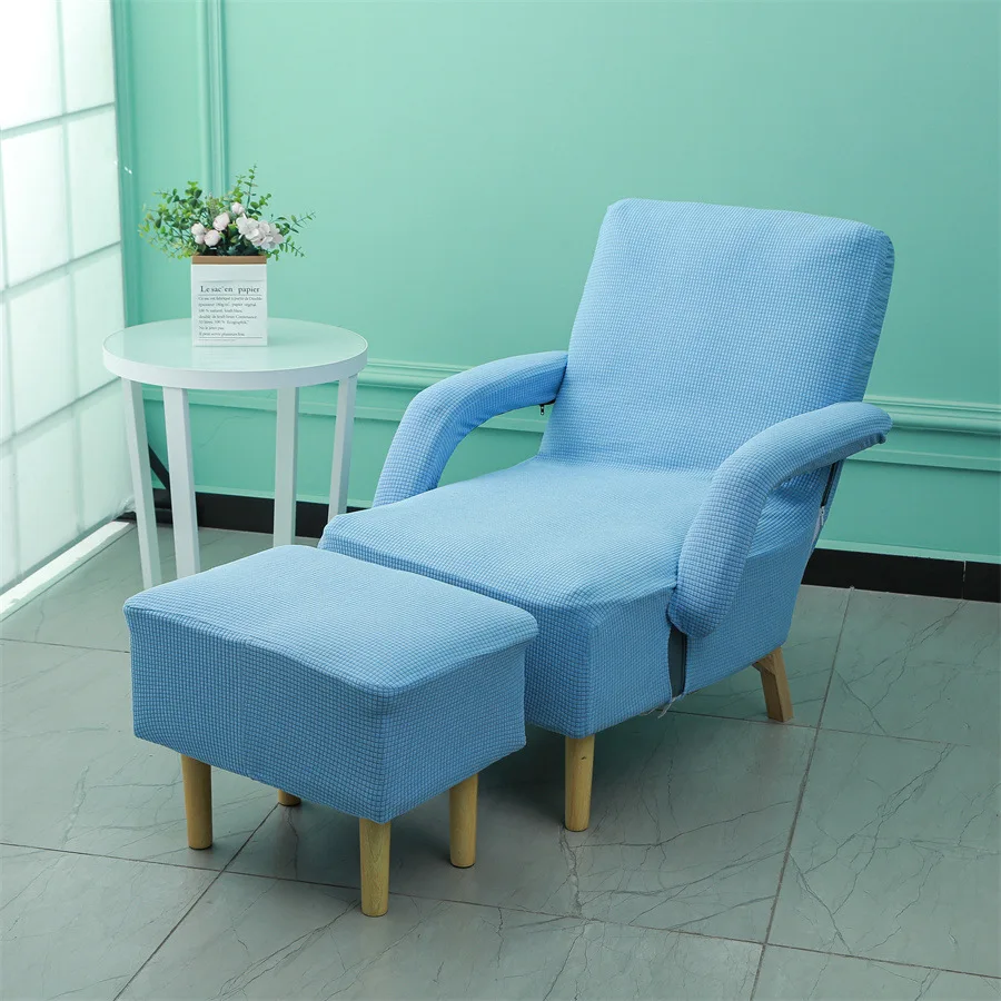 Solid Color Chair Cover Armchair Covers Jacquard Wood Arm Chair Slipcover Protector with Zipper Living Room Hotel Decor