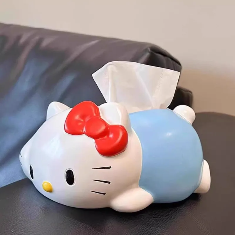 Hello Kitty, caixa de papel em forma de personagem de desenho animado fofo, caixa de armazenamento de tecido elegante e personalizada, ornamento de decoração para casa