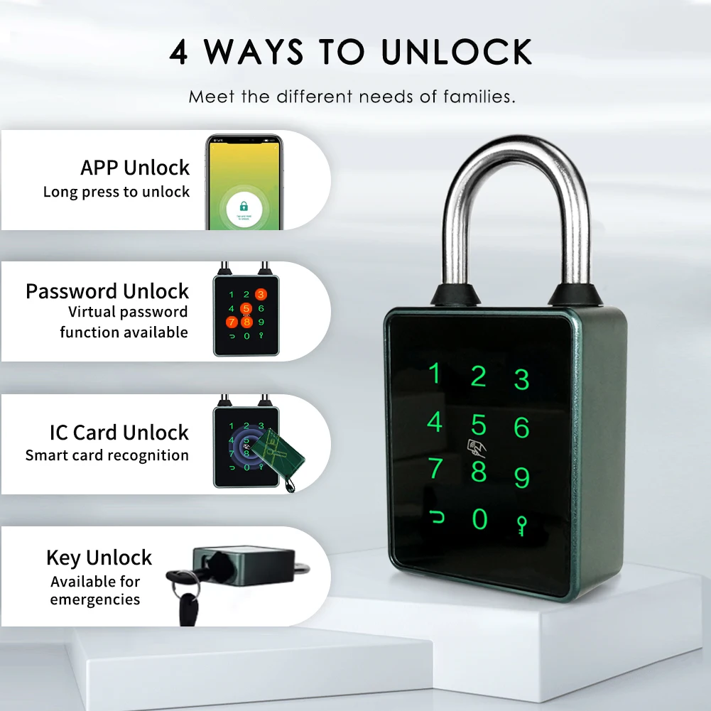 CDOK T55 TTlock Bluetooth Smart Padlock, IP65 Dust and Rainproof, Suitable for Indoor and Outdoor Use