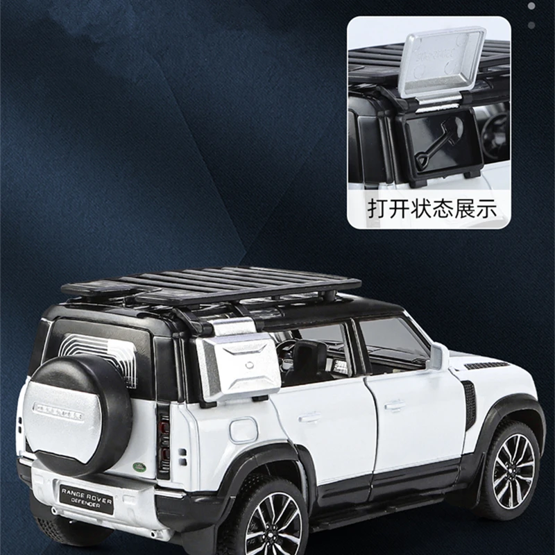 1/32 Range Rover Defender SUV Alloy Car Model Diecast Metal Toy Off-road Vehicles Car Model Simulation Sound and Light Kids Gift