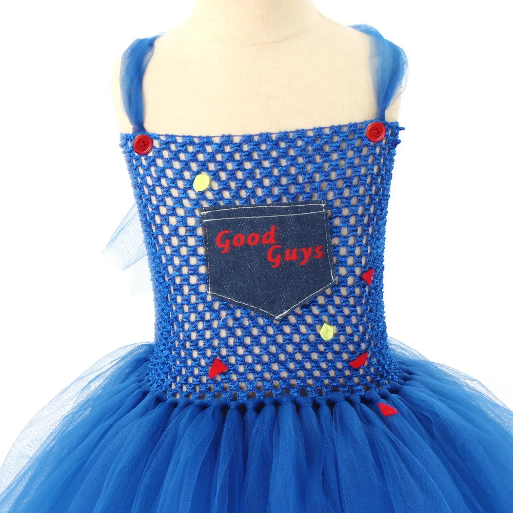 Girls Scary Doll Chucky Cosplay Tutu Dress Good Guys Halloween Costume For Masquerade Birthday Party Kids Role Play Fancy Outfit - view 5
