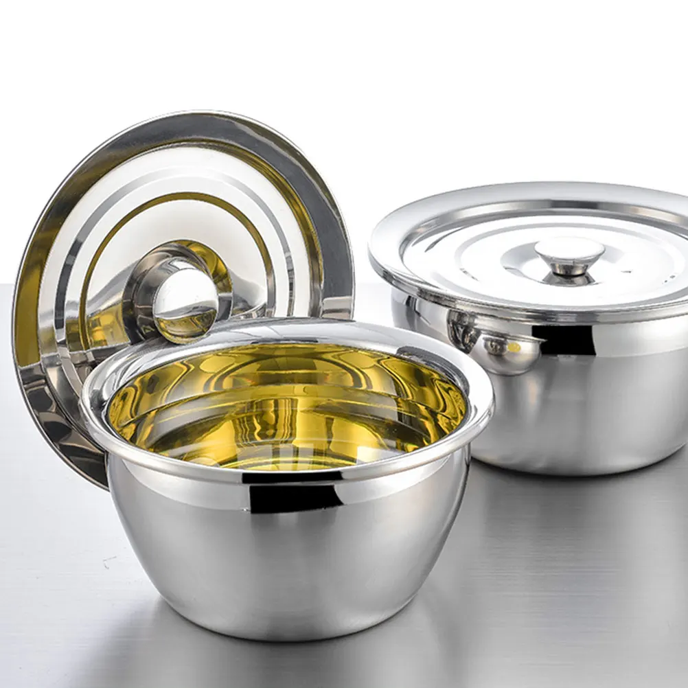 

Stainless Steel Mixing Bowl Round Bottom Multi functional Kitchen Tool Whisk Bowl for Baking Egg Beating Seasoning Salad Fruit